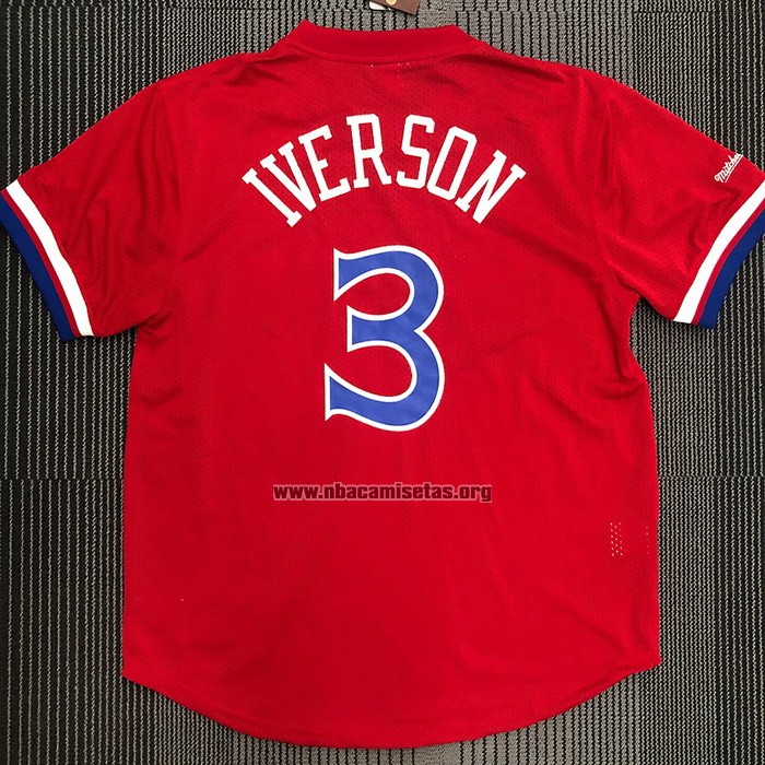 Camiseta Manga Corta Philadelphia 76ers Allen Iverson NO 3 Rojo